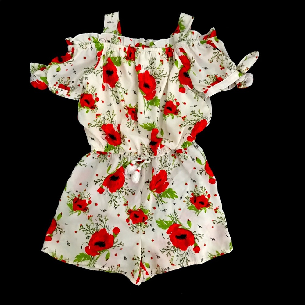 My Michelle Girls' Big FLOWER Sleeveless Romper M